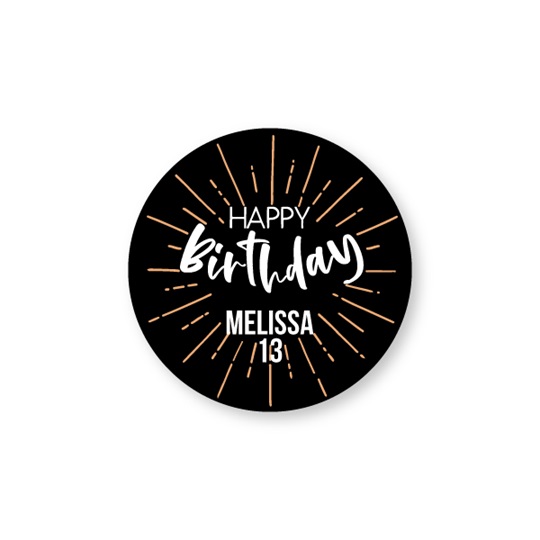 Personalized Round Happy Birthday Firework Sheeted Gift Tag Labels -  Artistic Labels | Current Labels