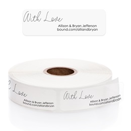 With Love Clear Rolled Address Labels with Elegant Plastic Dispenser