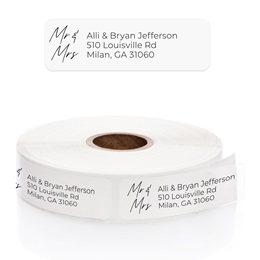 Mr & Mrs Clear Rolled Address Labels with Elegant Plastic Dispenser