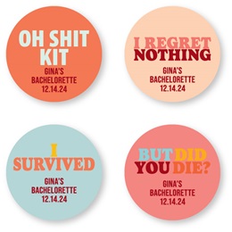 Personalized Bachelorette Survival Kit Round Sheeted Stickers