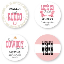 Personalized Bachelorette Pink Cowgirl Kit Round Sheeted Stickers