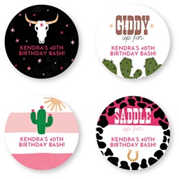 Personalized Birthday Cowgirl Kit Round Sheeted Stickers