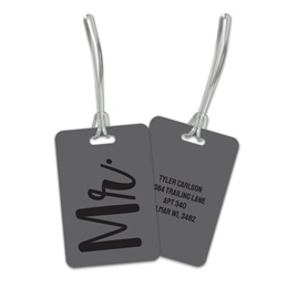 Personalized Black & Grey Mr. Double Sided Plastic Luggage & Bag Tag