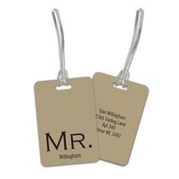 Personalized Tan Mr. Double Sided Plastic Luggage & Bag Tag