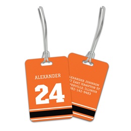 Personalized Orange & Black Sports Jersey Double Sided Plastic Luggage & Bag Tag