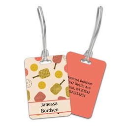 Personalized Retro Pink & Orange Pickleball Double Sided Plastic Luggage & Bag Tag